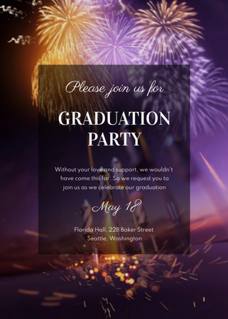 Graduation Party Announcement with Festive Garland Invitation Design Template