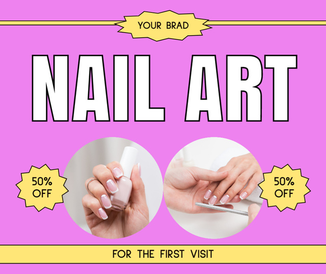 Ontwerpsjabloon van Facebook van Nail Art Studio Services Promotion