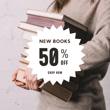 New Book Collection Offer At Discounted Rates Instagram Design Template