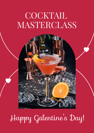 Awesome Cocktail Masterclass on Galentine's Day In Pink Flayer Design Template