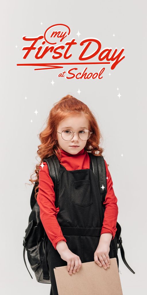 Back to School with Cute Little Girl Graphic Design Template