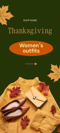 Female Outfits on Thanksgiving Ad Flyer 3.75x8.25inデザインテンプレート