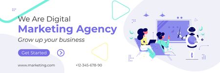 Digital Marketing Agency With Cool Team  Twitter Design Template