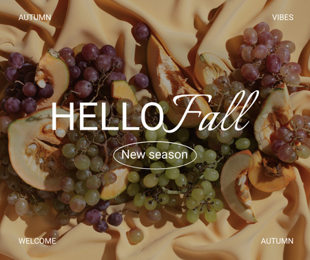 Autumn Greeting with Grapes and Peaches Facebook Design Template