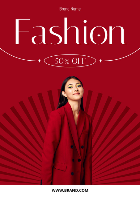 Sale Announcement with Stylish Blonde Woman in Jacket Posterデザインテンプレート