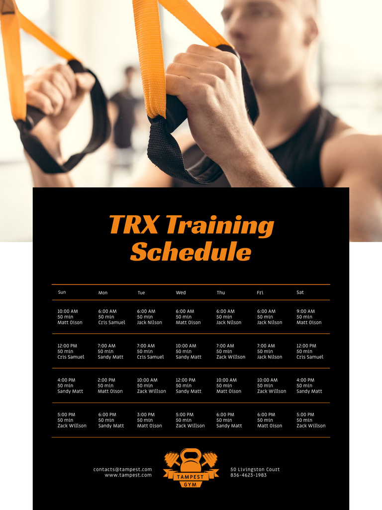 Planning Workouts with Young Trainer Poster US Design Template