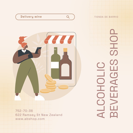 Ontwerpsjabloon van Instagram AD van Alcoholic Beverages Shop Ad