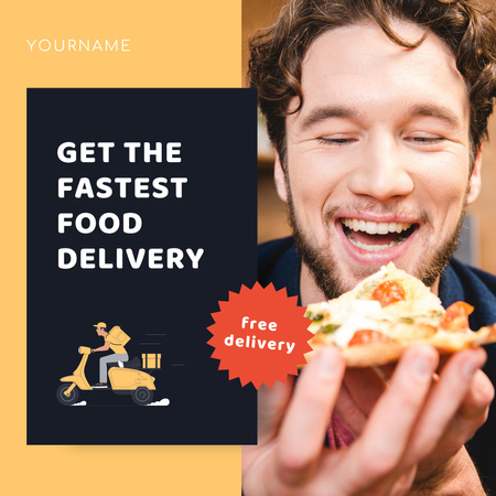 Designvorlage Get The Fastest Food Delivery für Instagram AD