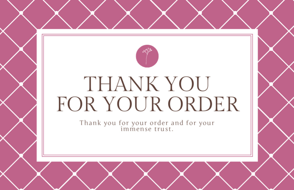 Thank You For Your Order Message with Net Pattern Thank You Card 5.5x8.5in – шаблон для дизайну