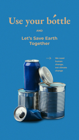 Conscientização sobre poluição plástica com garrafas ecológicas Instagram Story Modelo de Design