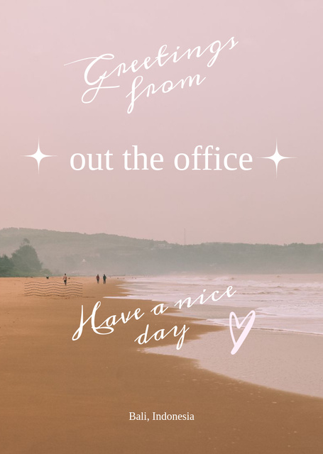 Greeting for Office Staff with Seascape Postcard A6 Vertical Design Template