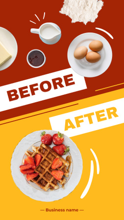 Cooking of Delicious Sweet Waffles Instagram Video Story Design Template