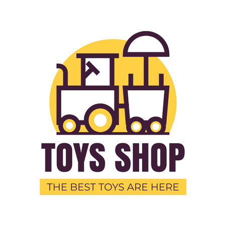 Emblem of Children's Store with Cute Little Train Animated Logo Design Template