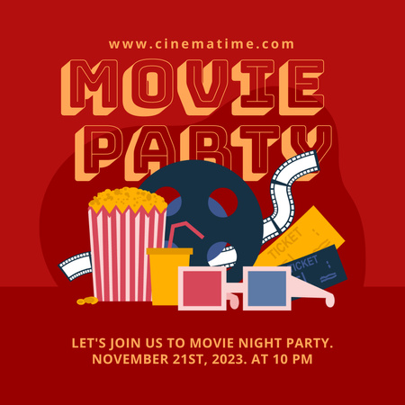 Platilla de diseño Movie Party Announcement Instagram