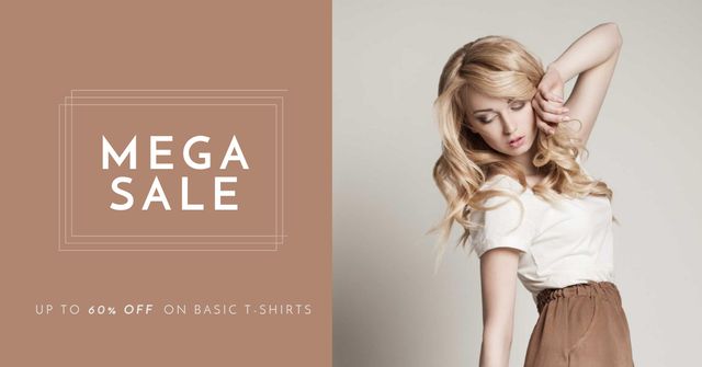 Fashion Sale Ad with Attractive Blonde Facebook AD Design Template