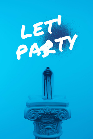 Объявление о вечеринке с аэрозольным баллончиком с граффити на колонне Flyer 4x6in – шаблон для дизайна
