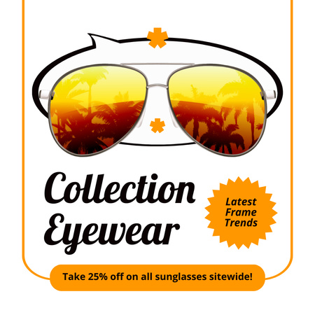 Sale Announcement with Reflection of Palm Trees on Lenses Animated Post Design Template