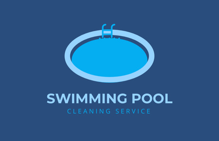 Pool Cleaning Services Company Emblem Business Card 85x55mm Design Template