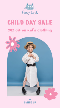 Designvorlage Children Clothing Sale with Little Girl in Heels für Instagram Video Story