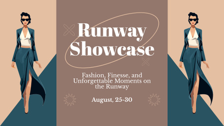 Fashion Show with Models on Runway FB event cover Design Template