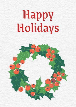 Christmas Greeting with Festive Wreath Postcard A5 Vertical Design Template