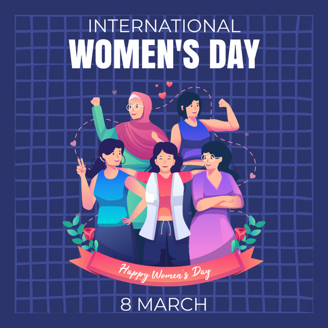 International Women's Day Greeting with Strong Diverse Women Instagram – шаблон для дизайна
