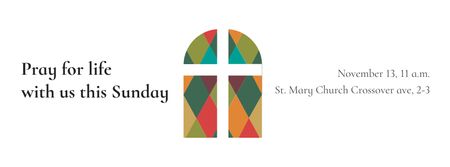 convite para rezar com janela da igreja Facebook cover Modelo de Design