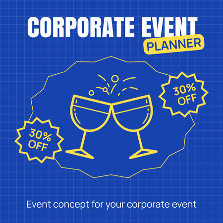 Services for Organizing and Planning Corporate Events in Blue Instagram AD Design Template