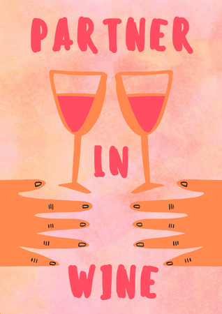 Partner In Wine Poster Šablona návrhu