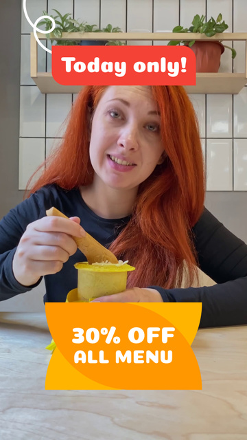 Ontwerpsjabloon van TikTok Video van Fast Restaurant Offer Discount On All Meals