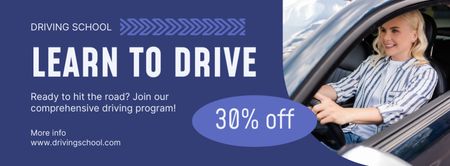 割引付きの効率的なドライバー教育プログラム Facebook coverデザインテンプレート