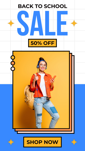 Bright Announcement of Discount on School Supplies Instagram Story Design Template