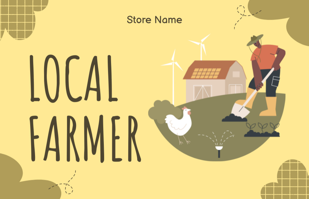 Local Farmer Producing Natural Healthy Food Business Card 85x55mm Design Template