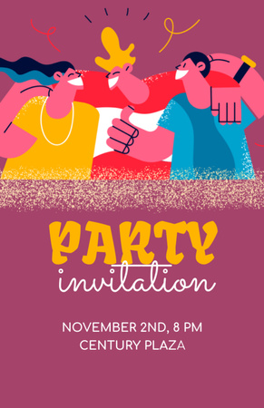 Party Announcement With Best Friends Hugging Invitation 5.5x8.5in Design Template