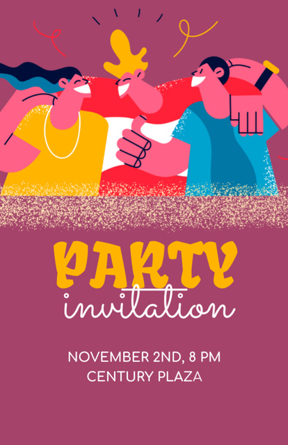 Awesome Party Announcement With Best Friends Hugging Invitation 5.5x8.5in Design Template