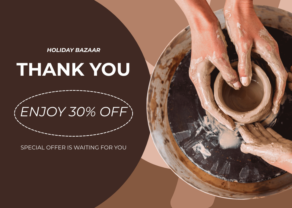 Holiday Bazaar Sale Offer WIth Pottery Card Modelo de Design