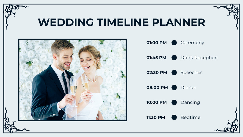 Wedding Timetable with Photo of Couple Timeline Πρότυπο σχεδίασης