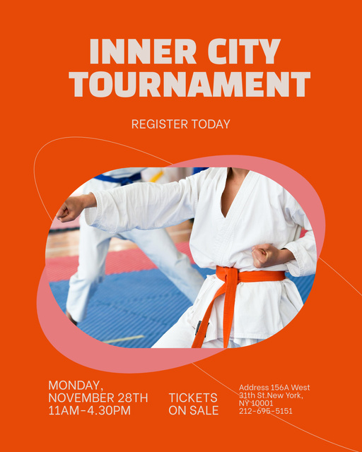 Karate Tournament Registration Announcement Poster 16x20in Design Template