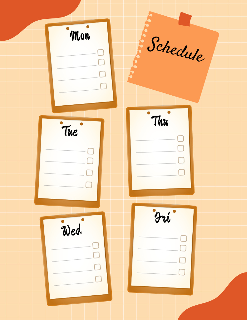 Weekly Planner with Cartoon Animals Notepad 8.5x11in – шаблон для дизайну