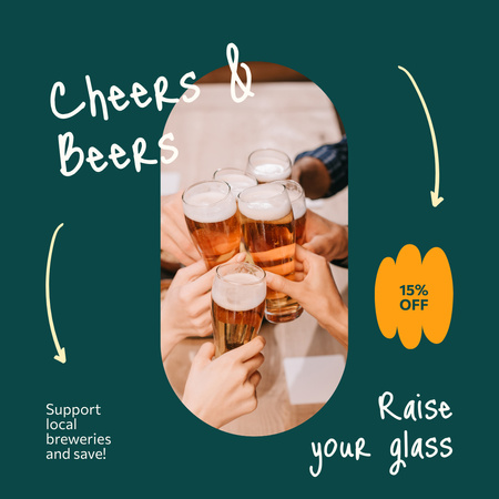 Discount on Beer at Local Bar Instagram AD Design Template