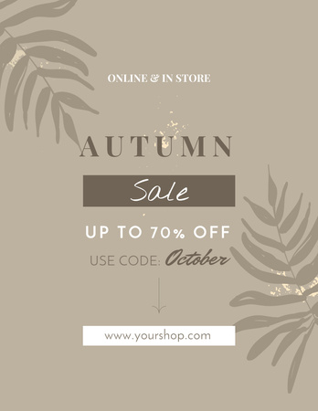 Autumn Sale with Leaves Poster 8.5x11in Design Template