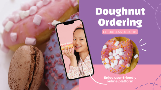 Doughnuts Ordering App With User-friendly Interface Full HD video Šablona návrhu