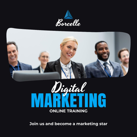 Ontwerpsjabloon van LinkedIn post van Aankondiging van online training voor digitale marketing