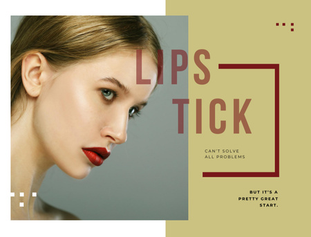 Young woman with red lips Postcard 4.2x5.5in Design Template