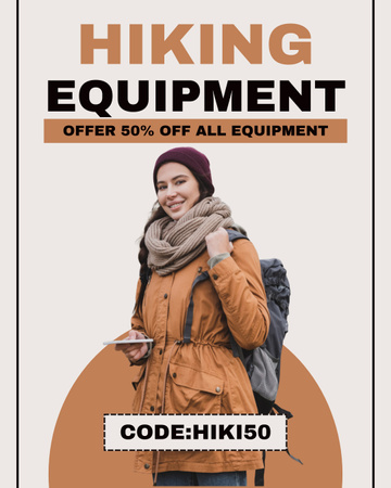 Platilla de diseño Hiking Equipment with Discount Offer Instagram Post Vertical
