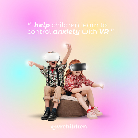 Ontwerpsjabloon van Instagram van Children Learning to Control Anxiety with VR