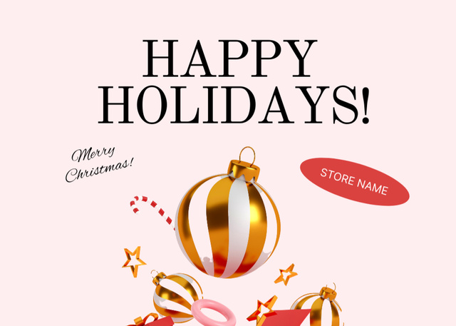 Gleeful Christmas Holiday Greetings with Holiday Decor Postcard 5x7in – шаблон для дизайна