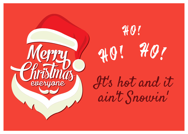 Christmas in July with Santa Ho Ho Ho  Postcard Design Template