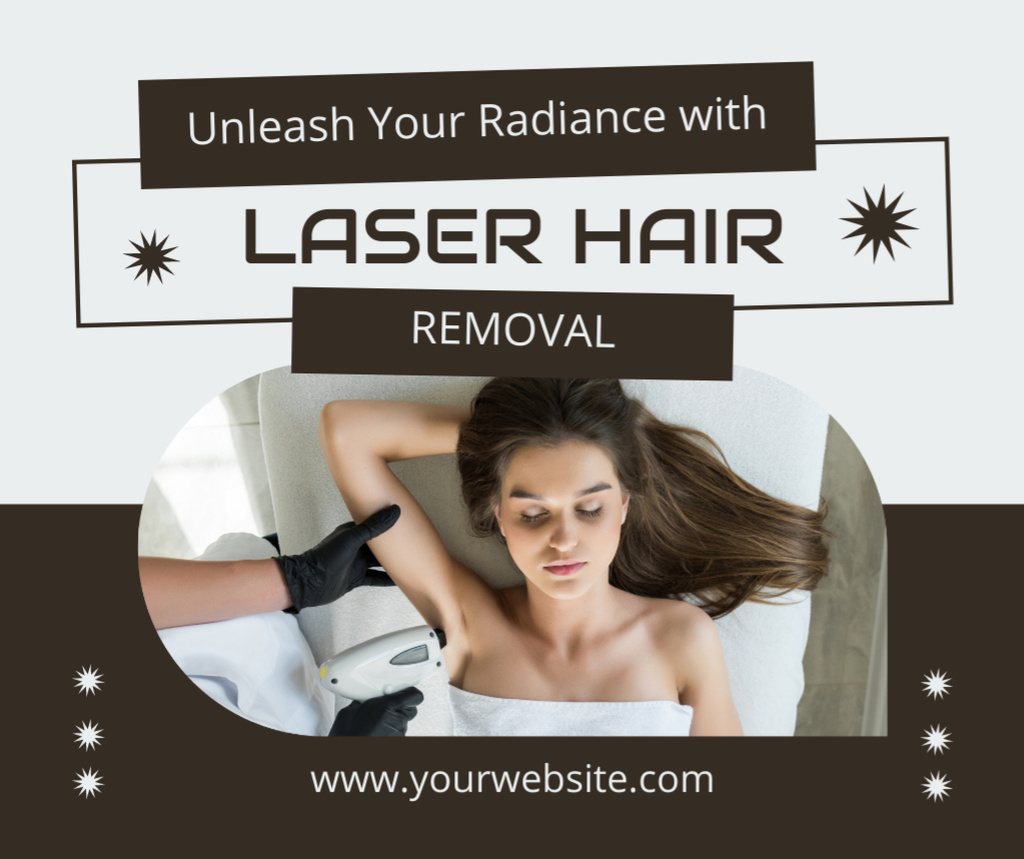 Young Woman On Laser Hair Removal with Modern Equipment Facebook Tasarım Şablonu
