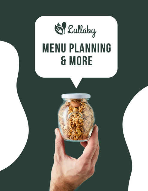 Healthy Menu Planning Offer with Jar of Granola Flyer 8.5x11in Design Template